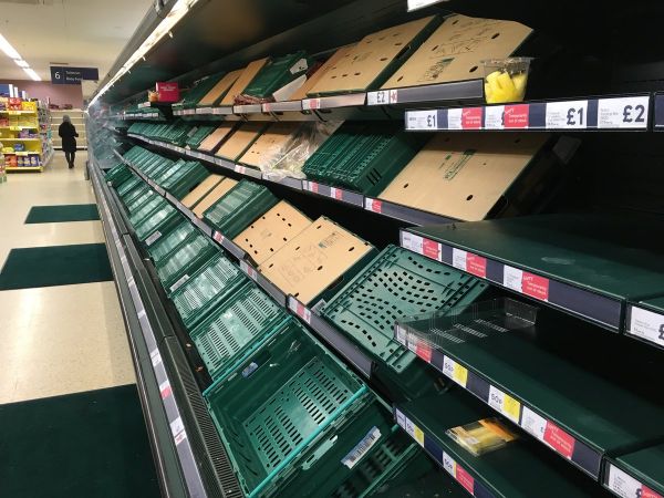 «Апокалипсис» в Великобритании: в Сети массово публикуют фото пустых полок в магазинах